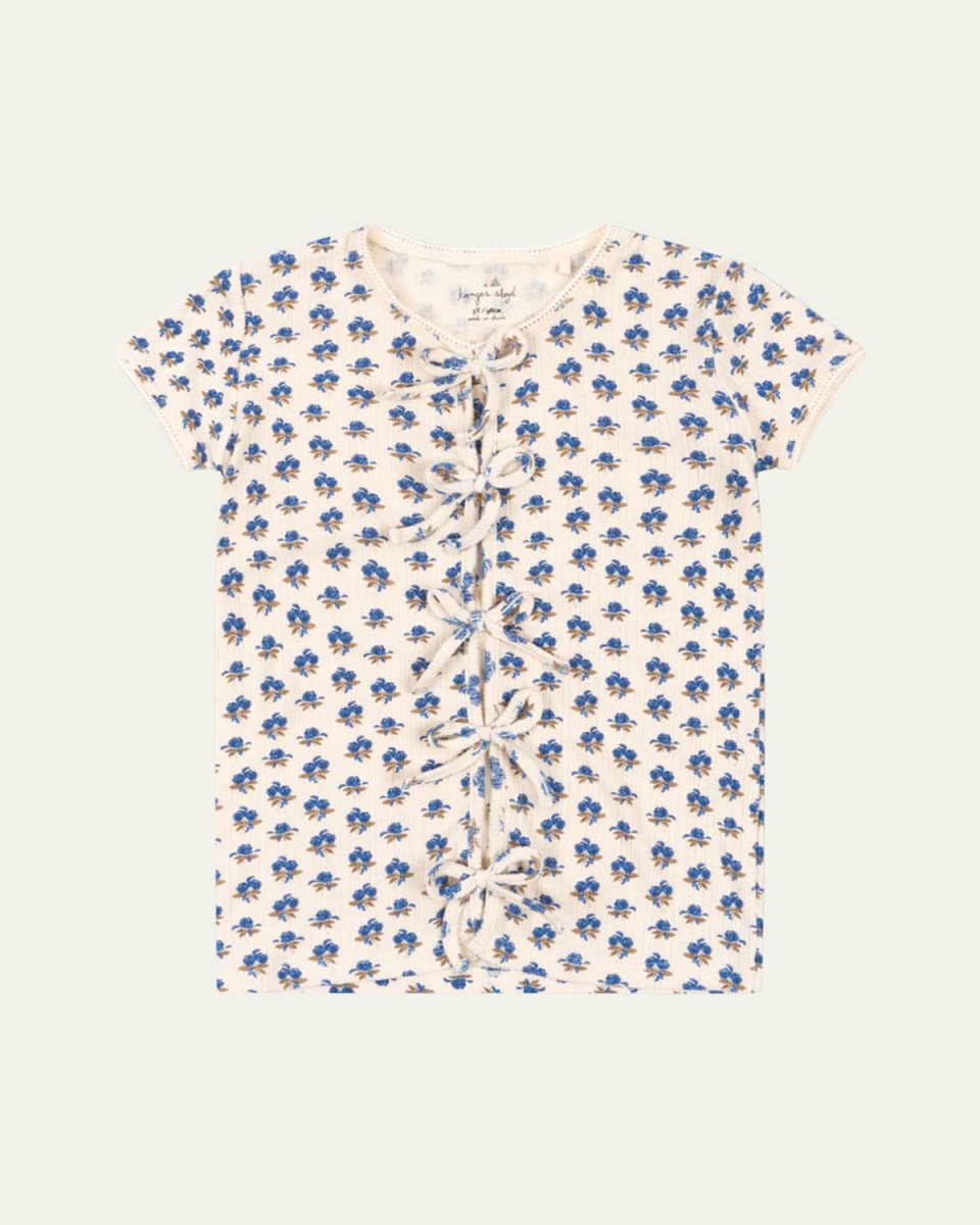 Girl's Mulli Floral-Print Bow Shirt, Size 2-10